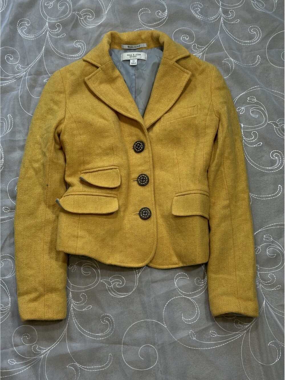 Paul & Joe 100% Shetland Wool 3 Button Blazer Women's Size XS Yellow